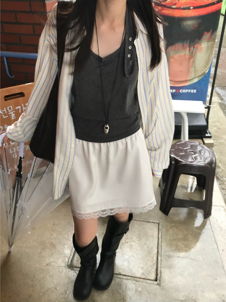 撞色條紋寬鬆襯衫
