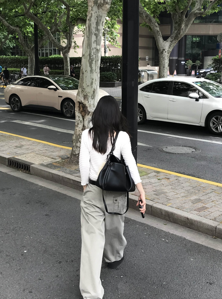 復古壓線細節工裝直褲