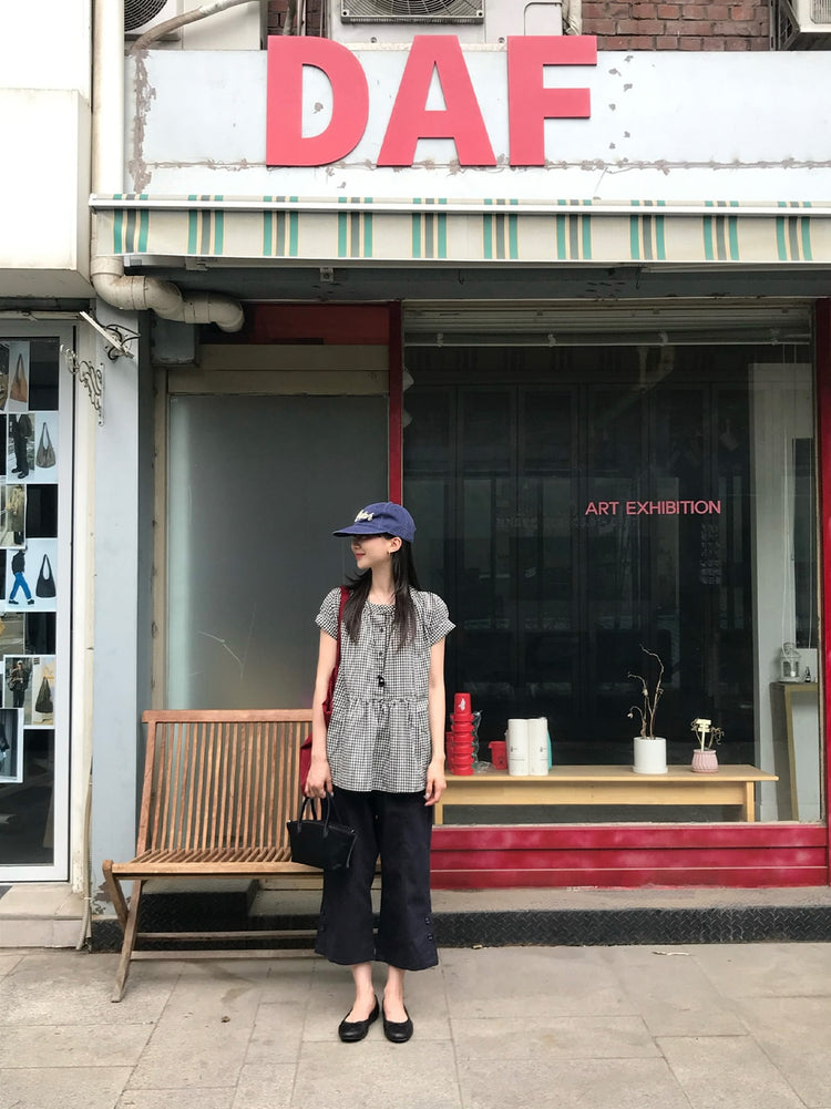 微傘皺褶圓領上衣