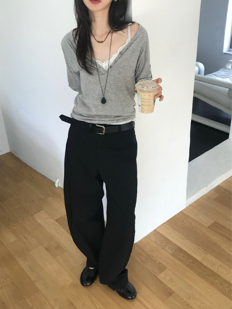 美色V領袖反折細節上衣