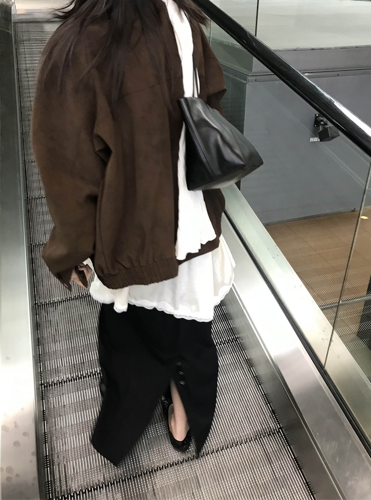 高級麂皮質感翻領外套