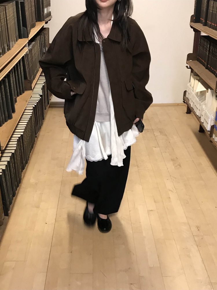 高級麂皮質感翻領外套