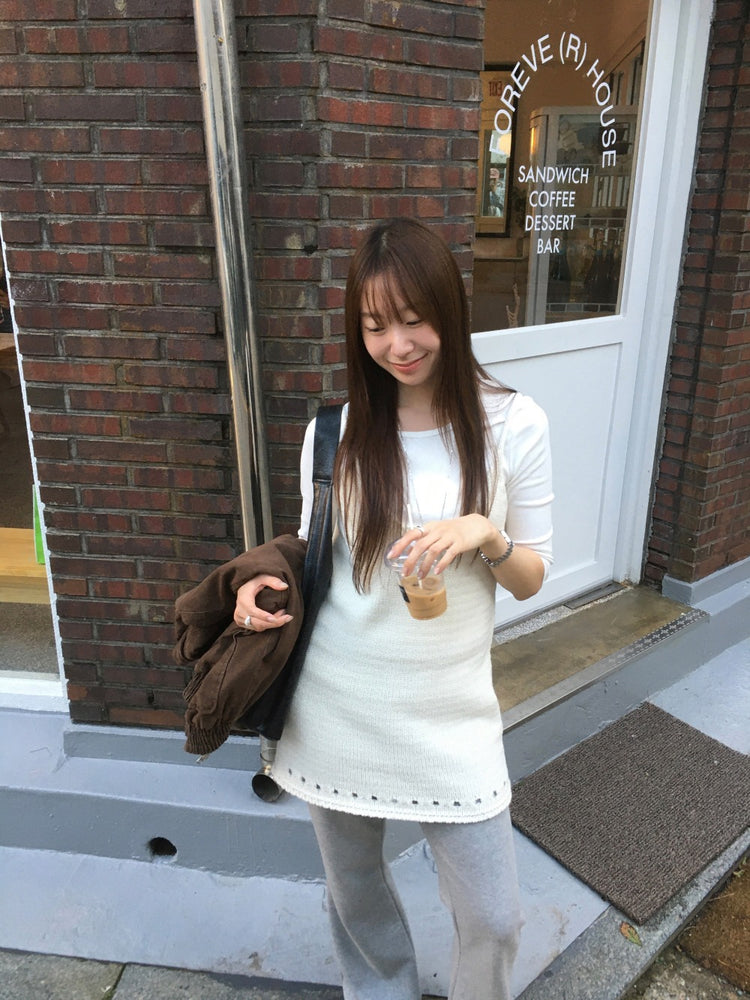 鐵扣細節縷空針織連身裙