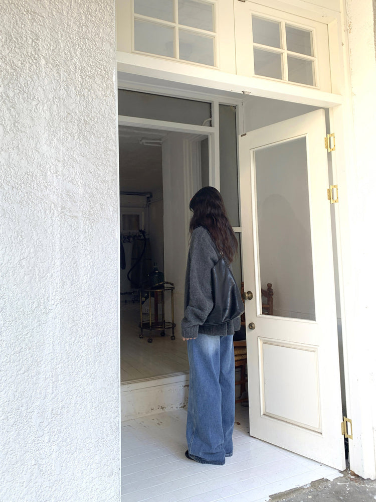 復古美刷色側前壓線細節牛仔褲