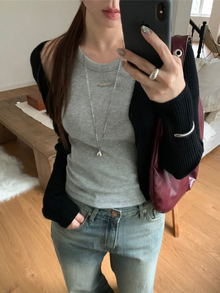 美色鐵牌扣細節背心