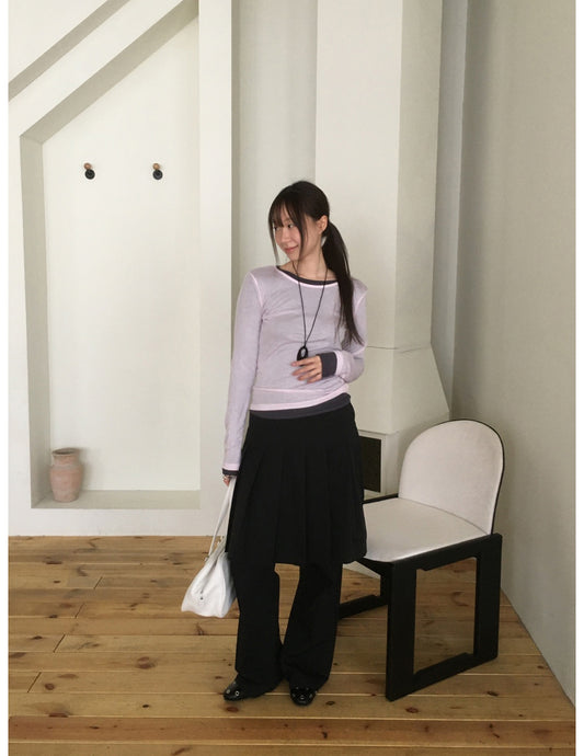 雙層層次感百褶裙褲