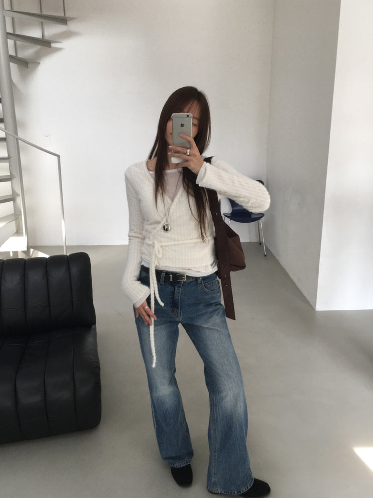 毛絨親膚綁帶細節上衣