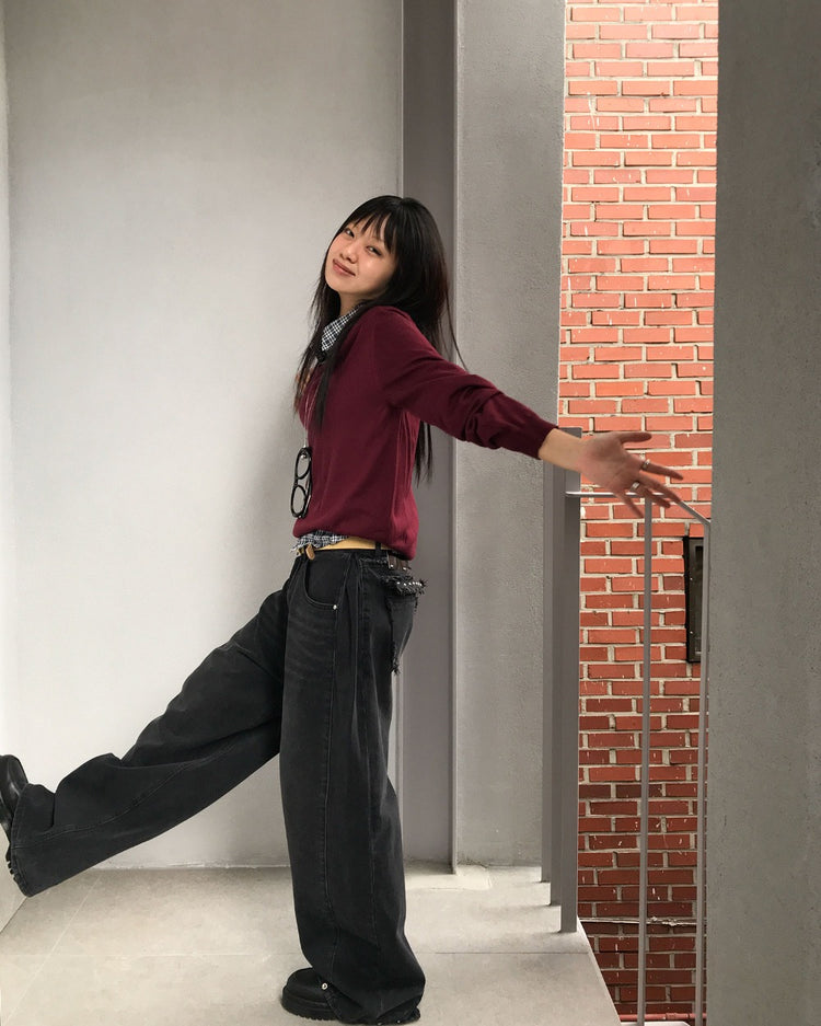 微透美色V領針織衫