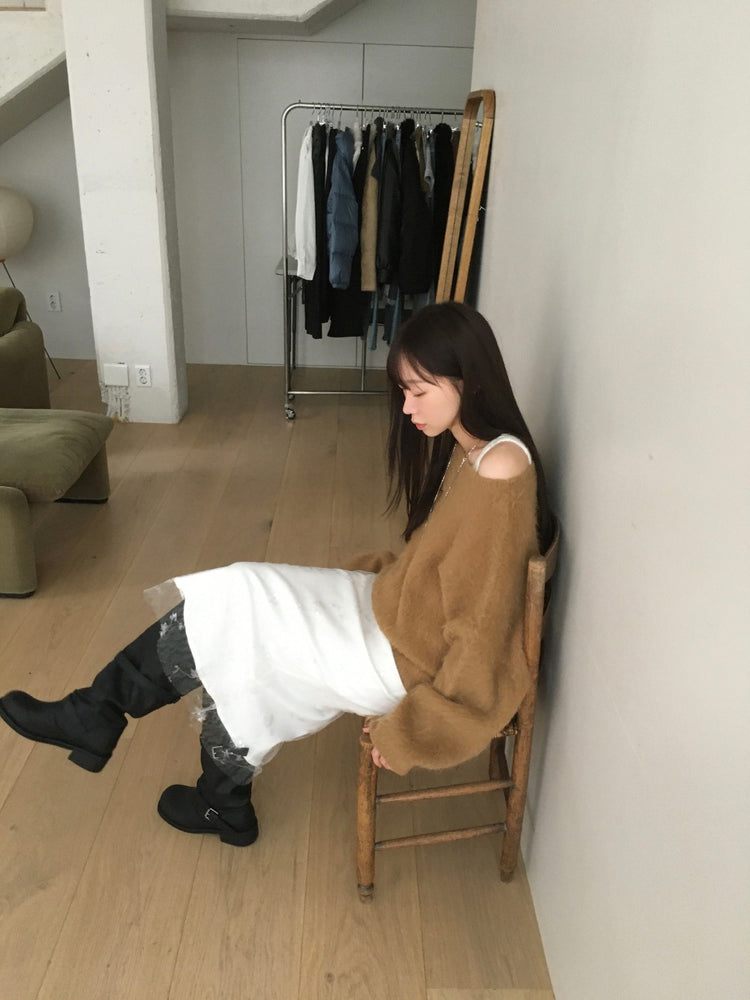 美肩毛流質感寬鬆毛衣