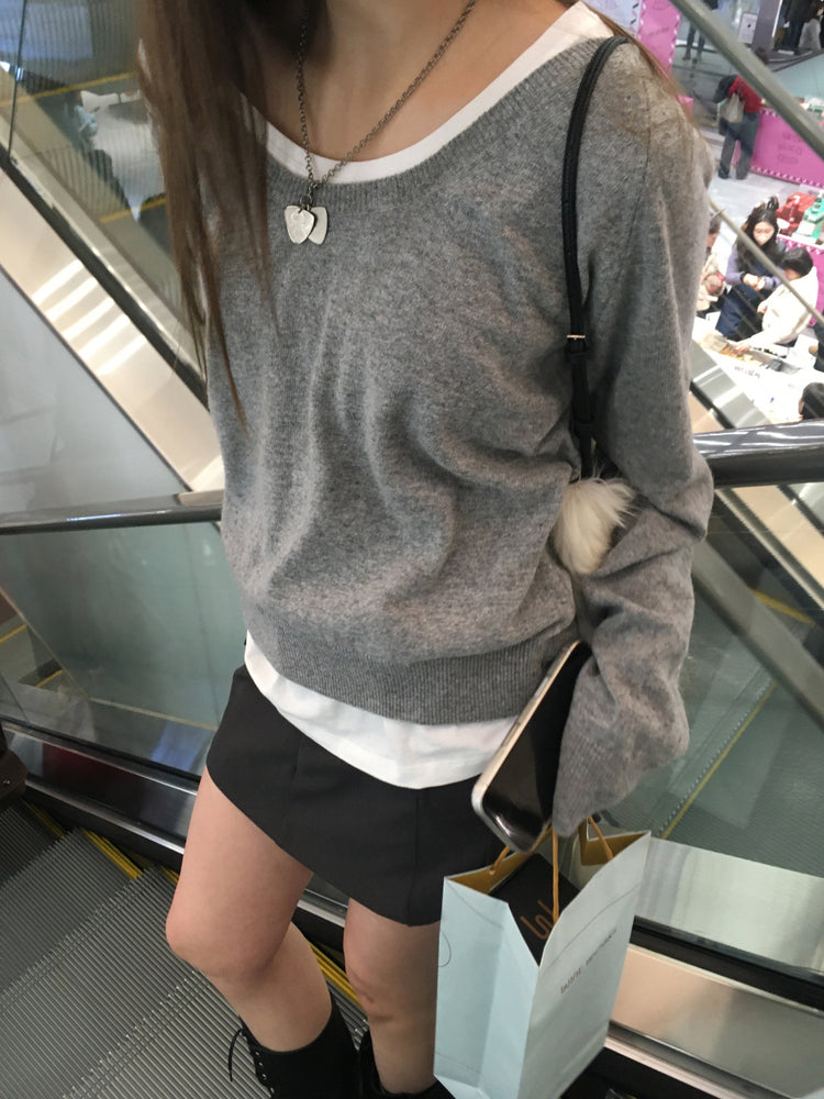 U領隨性寬鬆上衣