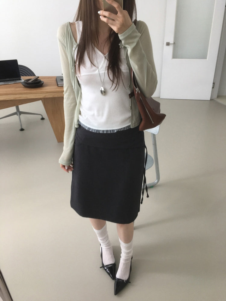 美色透膚雙扣鈕修身外套