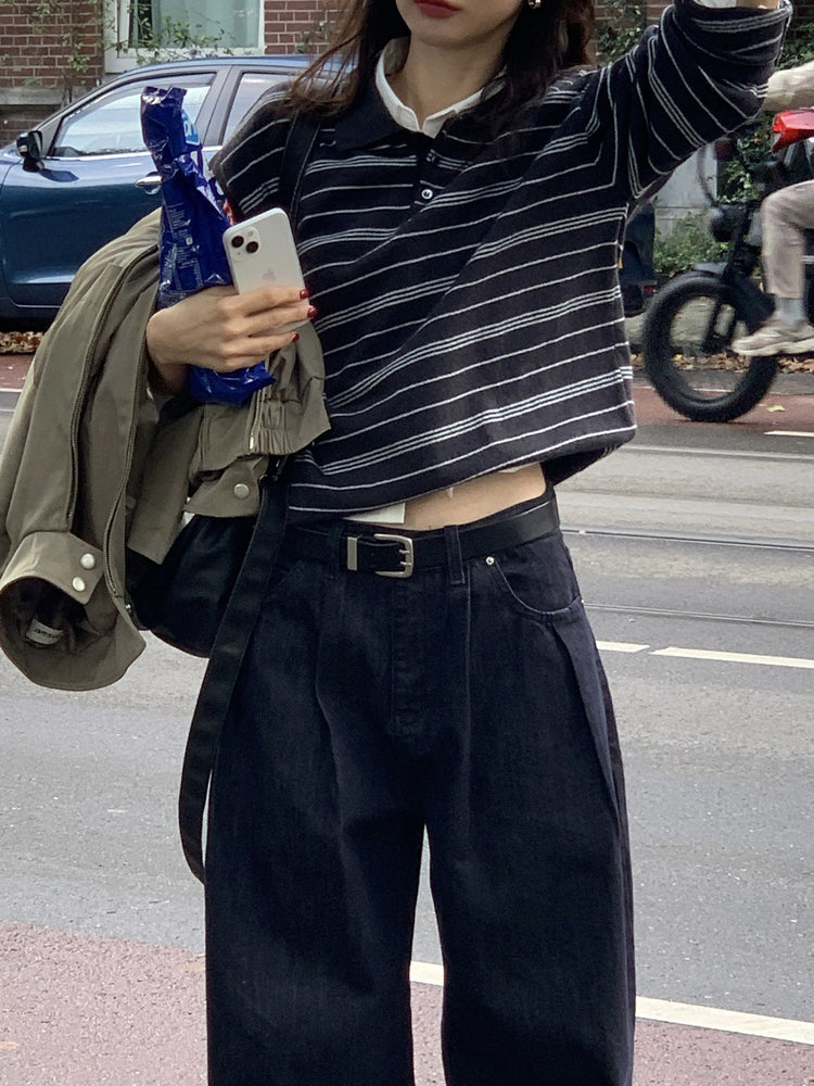 七分袖修腰層次襯衫