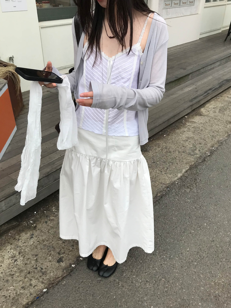蕾絲百褶細節綁帶背心