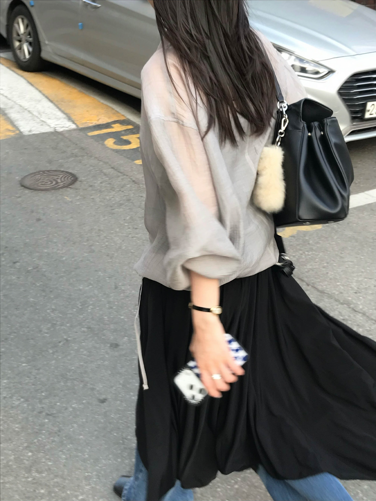 透膚抽繩下擺拉鏈外套