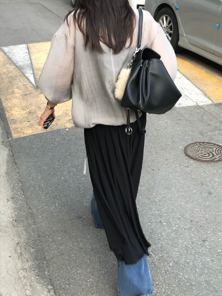 透膚抽繩下擺拉鏈外套