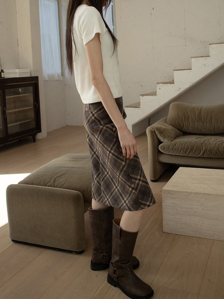 鉚釘側扣方頭中筒靴