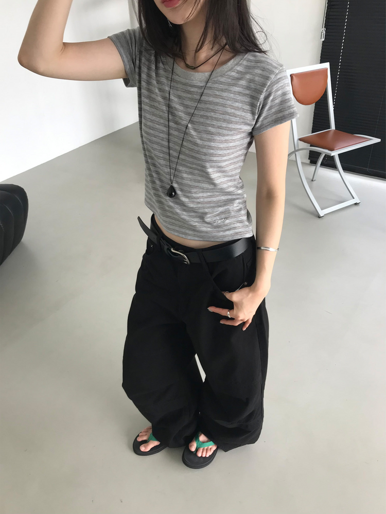 美色寬鬆層次工裝褲