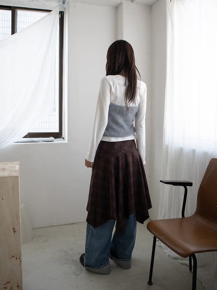 格紋不規則下擺半裙