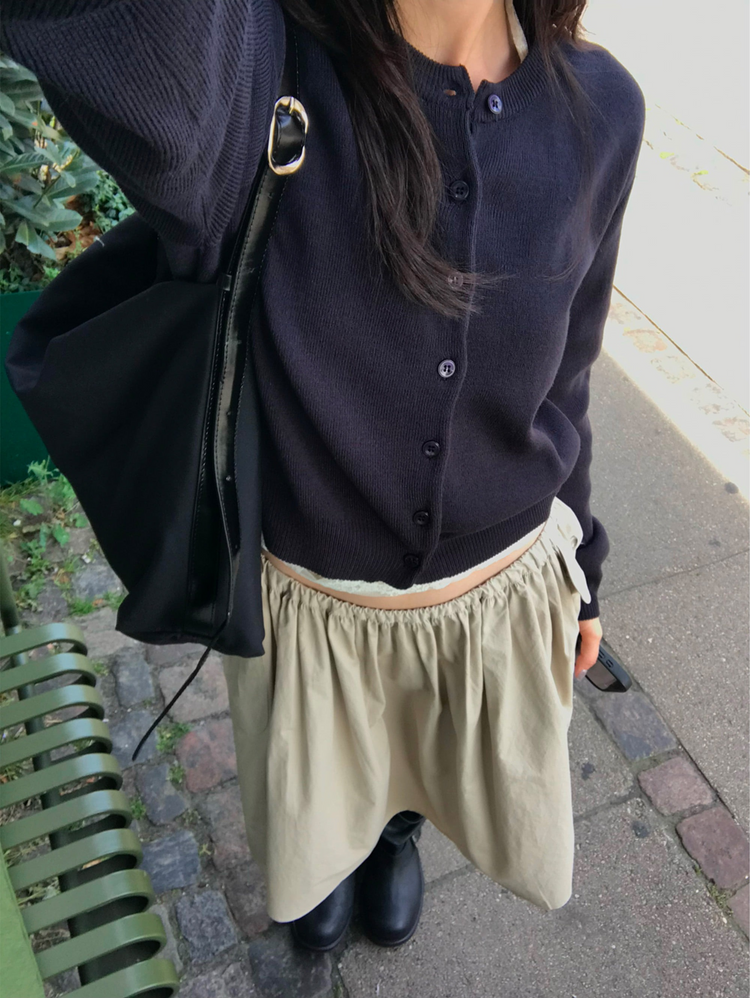 美色圓領排鈕針織外套