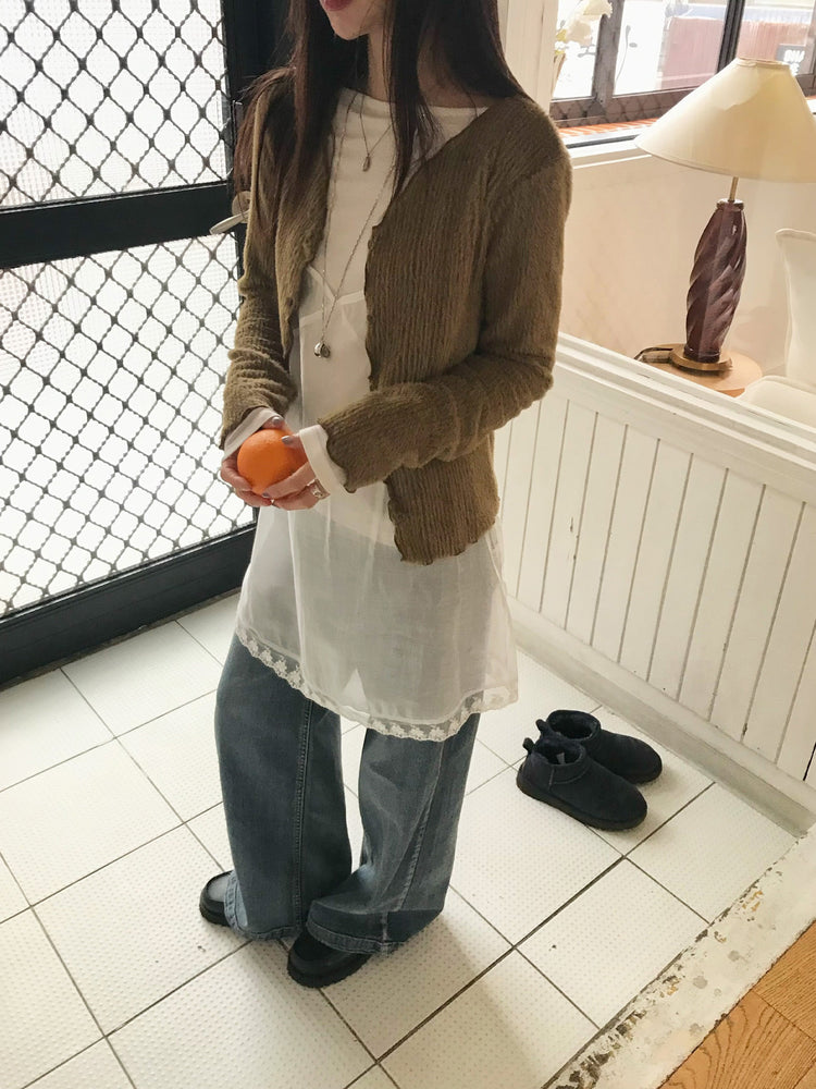 復古美刷色直闊腿牛仔褲