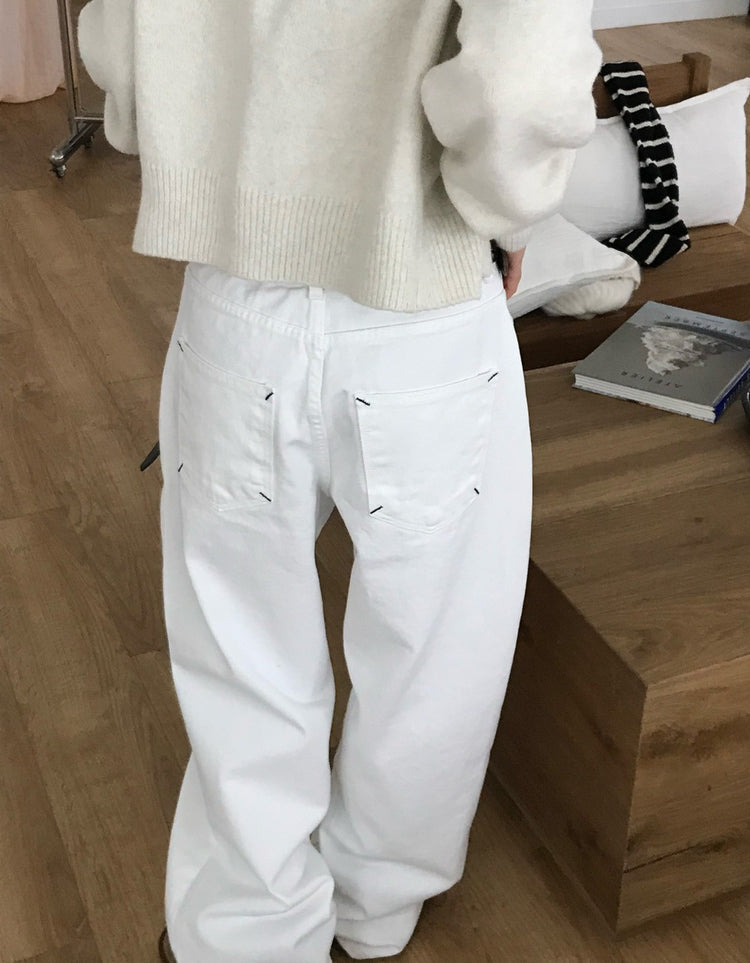 口袋明線細節牛仔褲