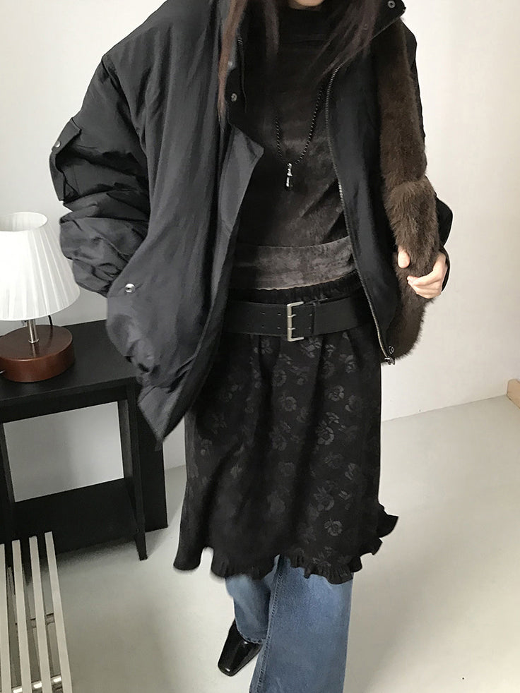 微透美肩絲絨質感上衣