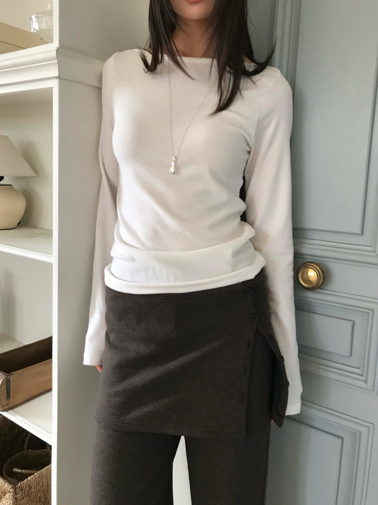 美色船領細節上衣