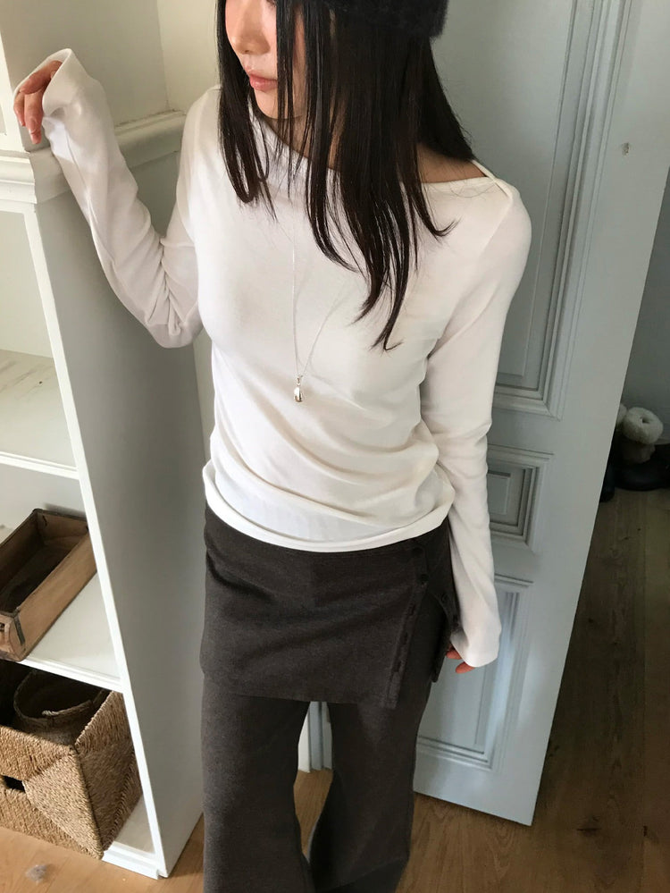 美色船領細節上衣