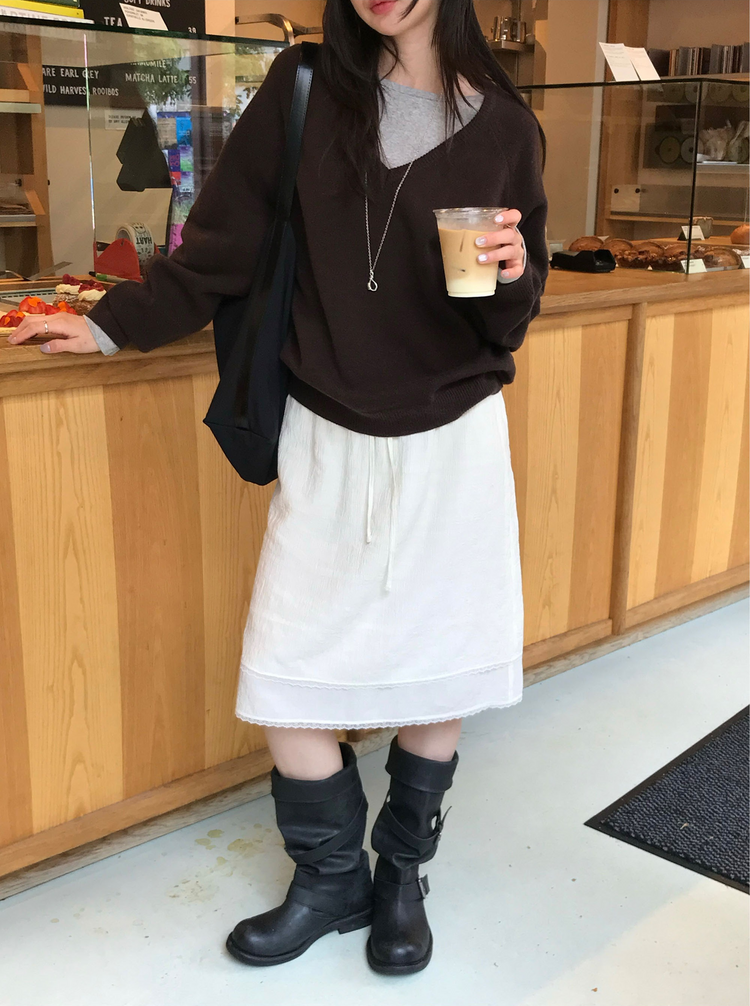 船領弧下擺修腰上衣