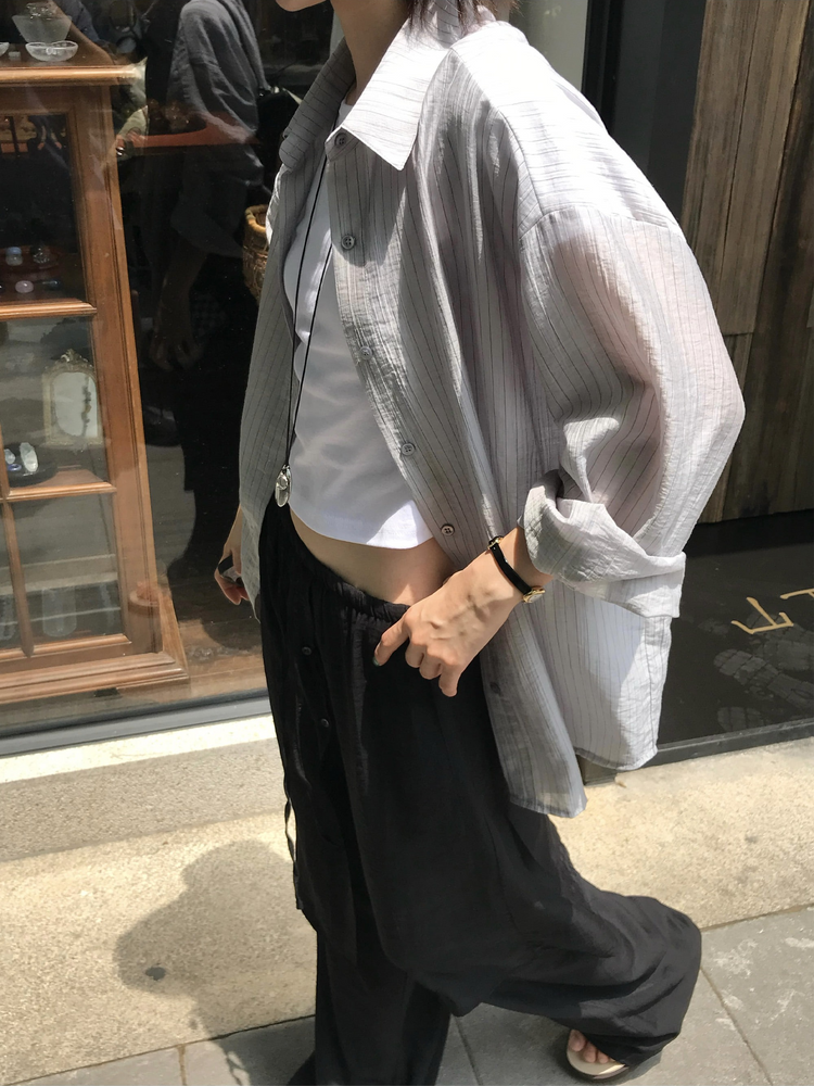 霧光澤排鈕細節裙褲