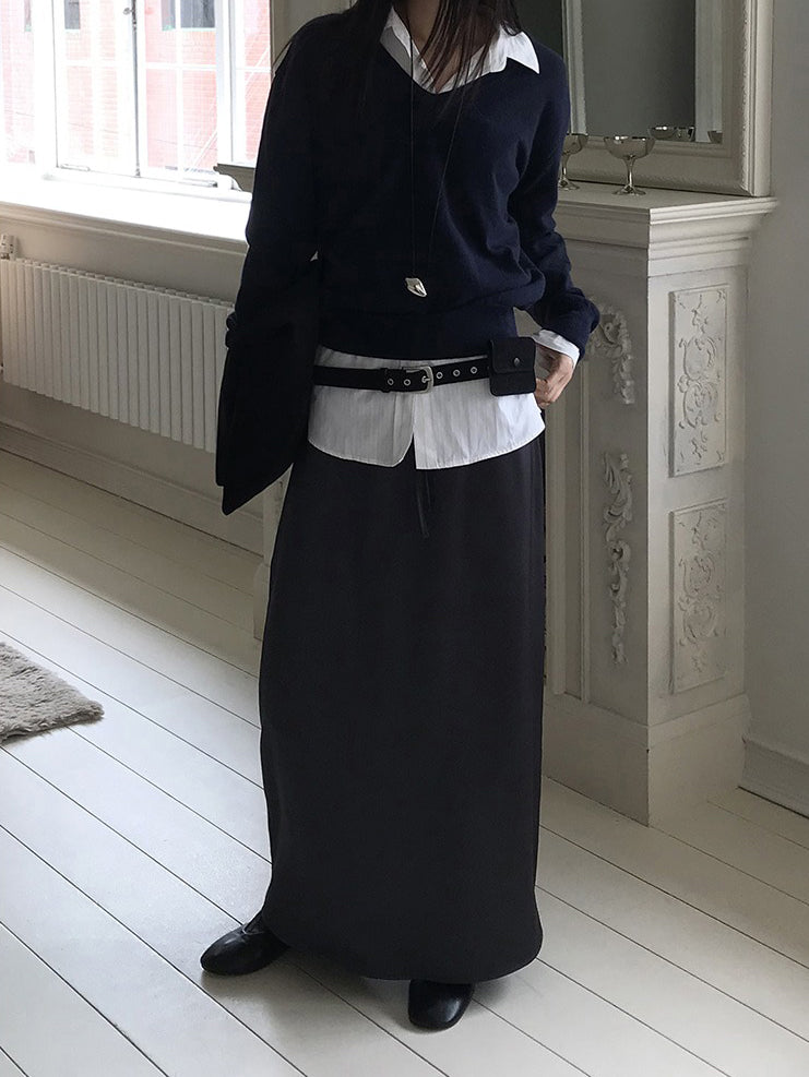 美色霧光澤感及踝裙