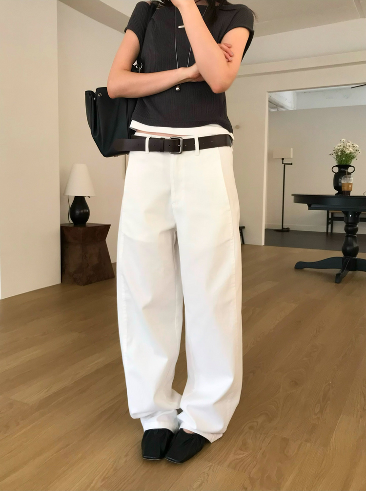 內前壓線細節直褲