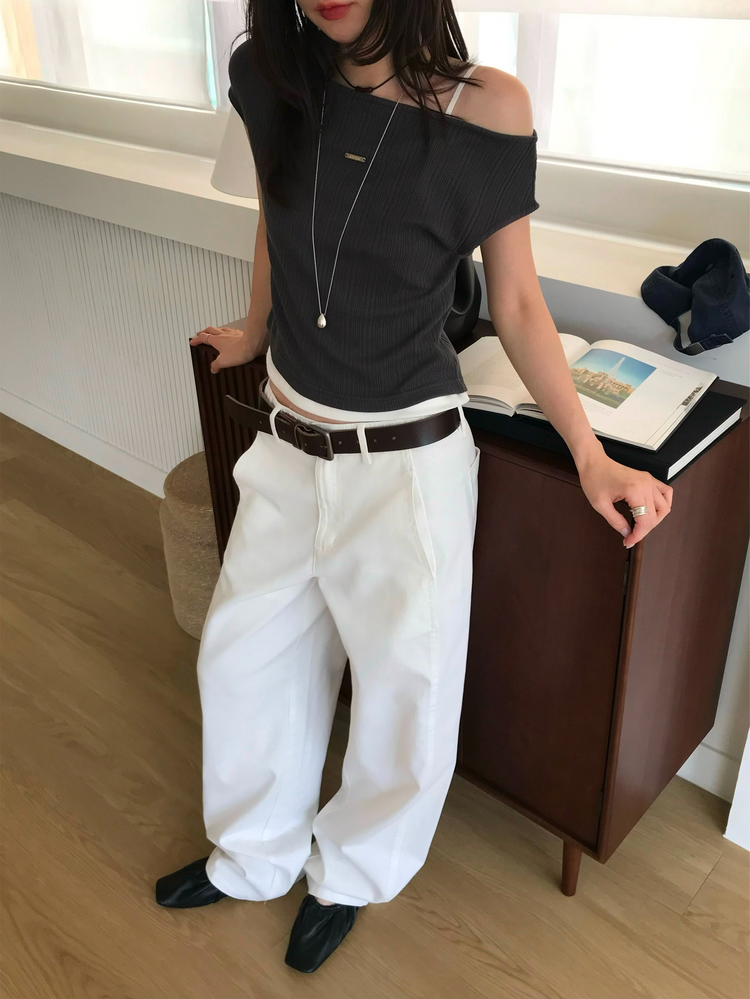 內前壓線細節直褲