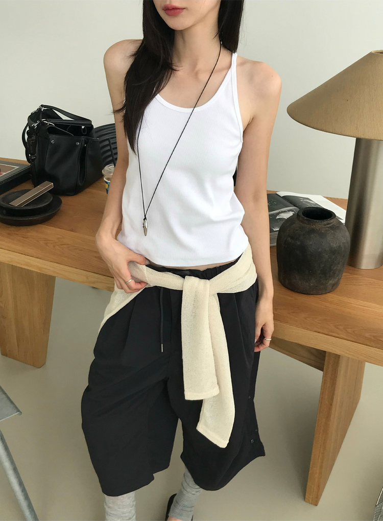 美背V領細帶修身背心