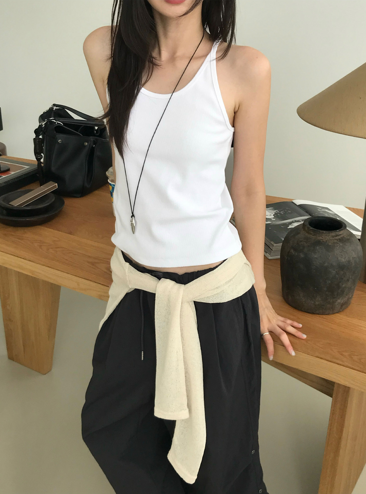 美背V領細帶修身背心
