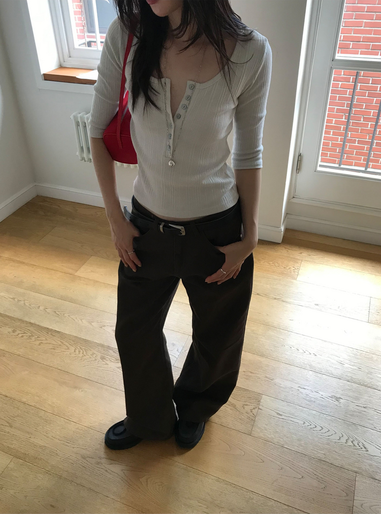 美色極簡低腰修身直褲