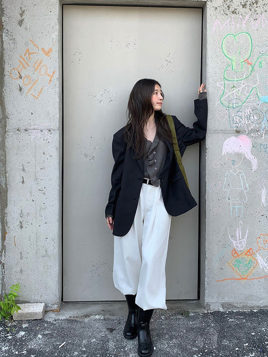 荷葉邊細節排鈕針織外套