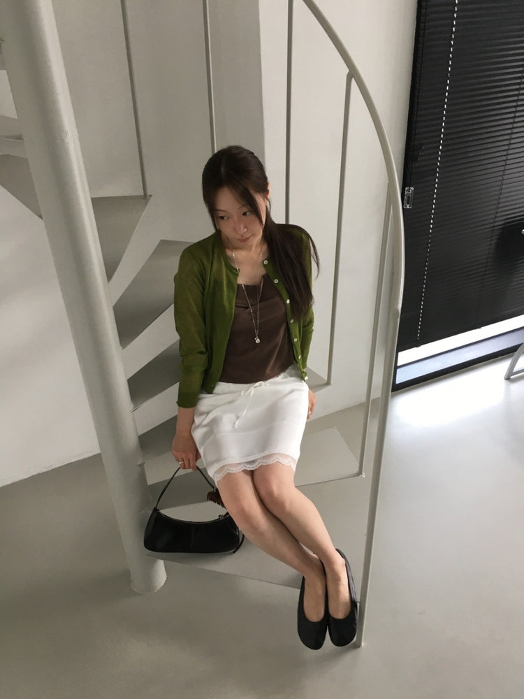 透膚圓領排鈕針織外套
