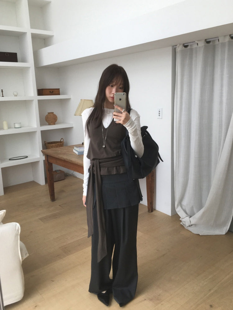 經典條紋雙褶直褲
