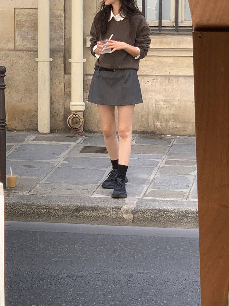 美色基礎V領針織上衣