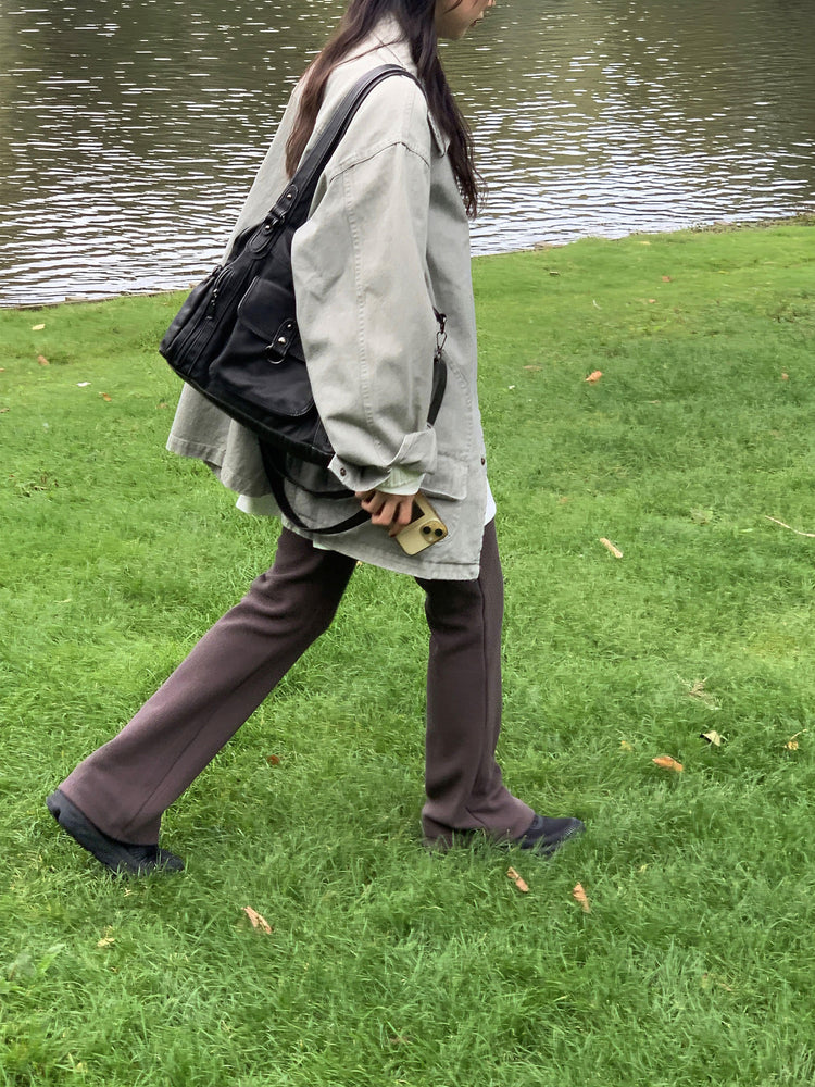 Unisex復古洗水細節寬鬆外套