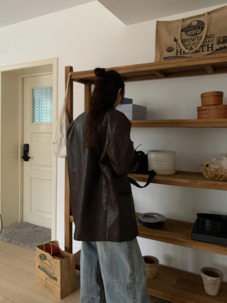 弧形側壓線廓形牛仔褲