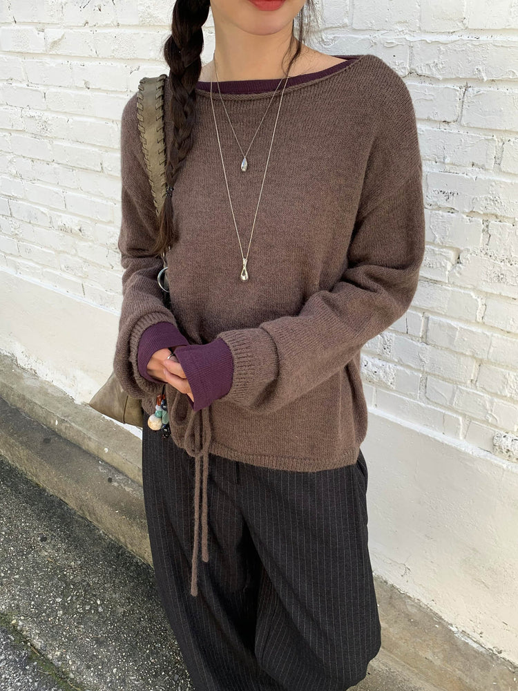 Fw ver.條紋側壓褶細節直褲