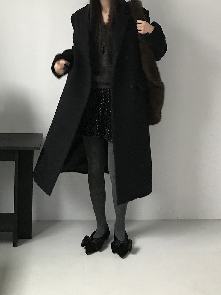 經典蝴蝶結絲絨質感尖頭鞋