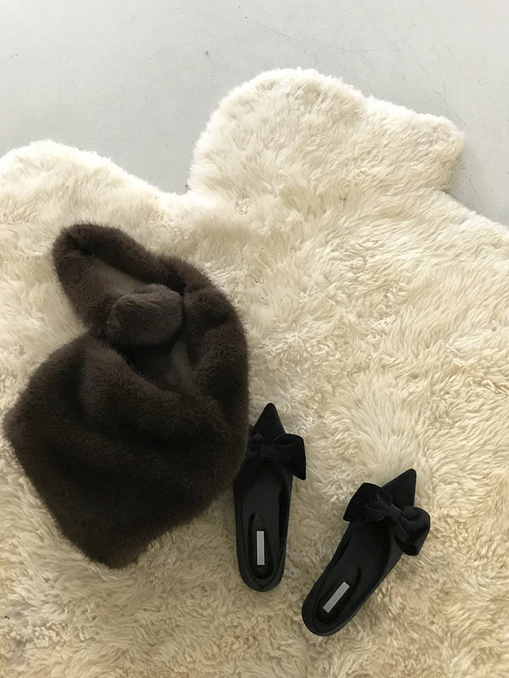 經典蝴蝶結絲絨質感尖頭鞋