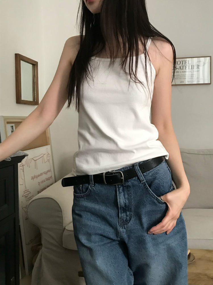 美色細帶鐵牌修身背心
