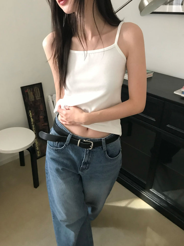 美色細帶鐵牌修身背心