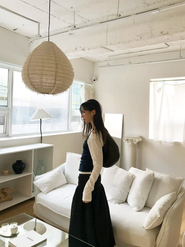 交疊蕾絲捲邊細節背心