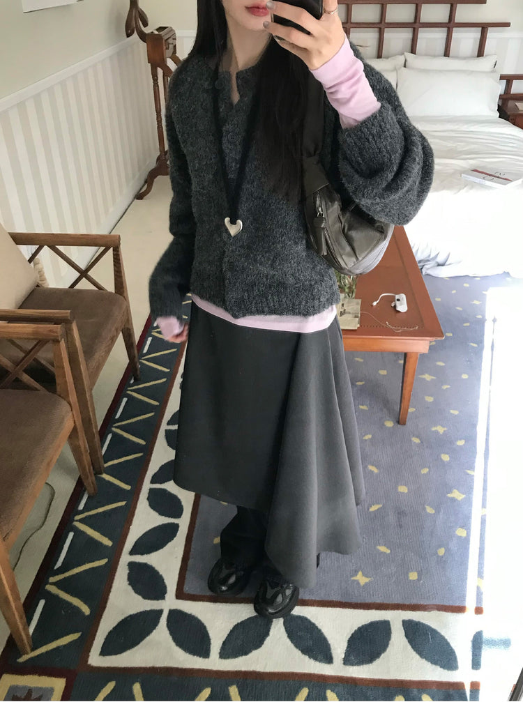 美色粗針排鈕針織外套