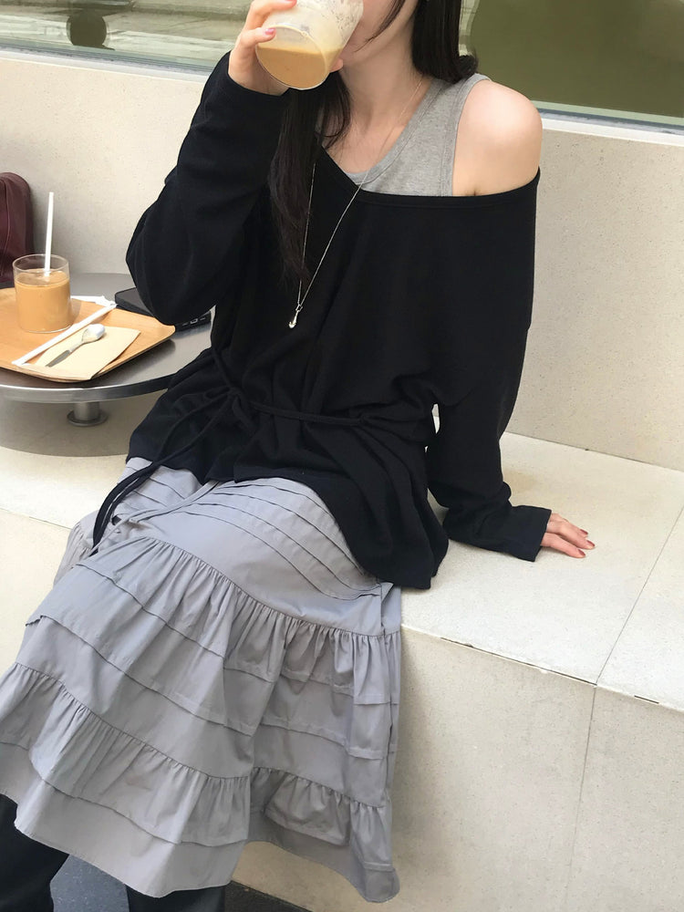 微傘層次感抽繩中裙